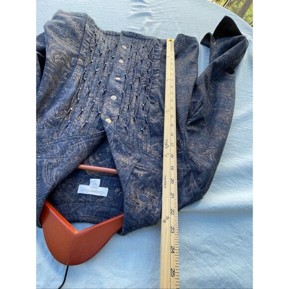 Coldwater Creek size 12 pleated, gold decor studded denim jacket. - Picture 5 of 10